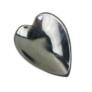 Vintage NAMBE Silver 11x9 Catch All Bowl Metal Polished Heart Decorative 119